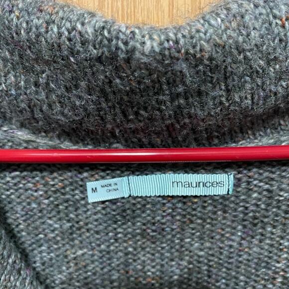 Maurices Chunky & Cozy One Button Sweater Women's Size Medium Gray w/ Color Pops - Picture 3 of 7